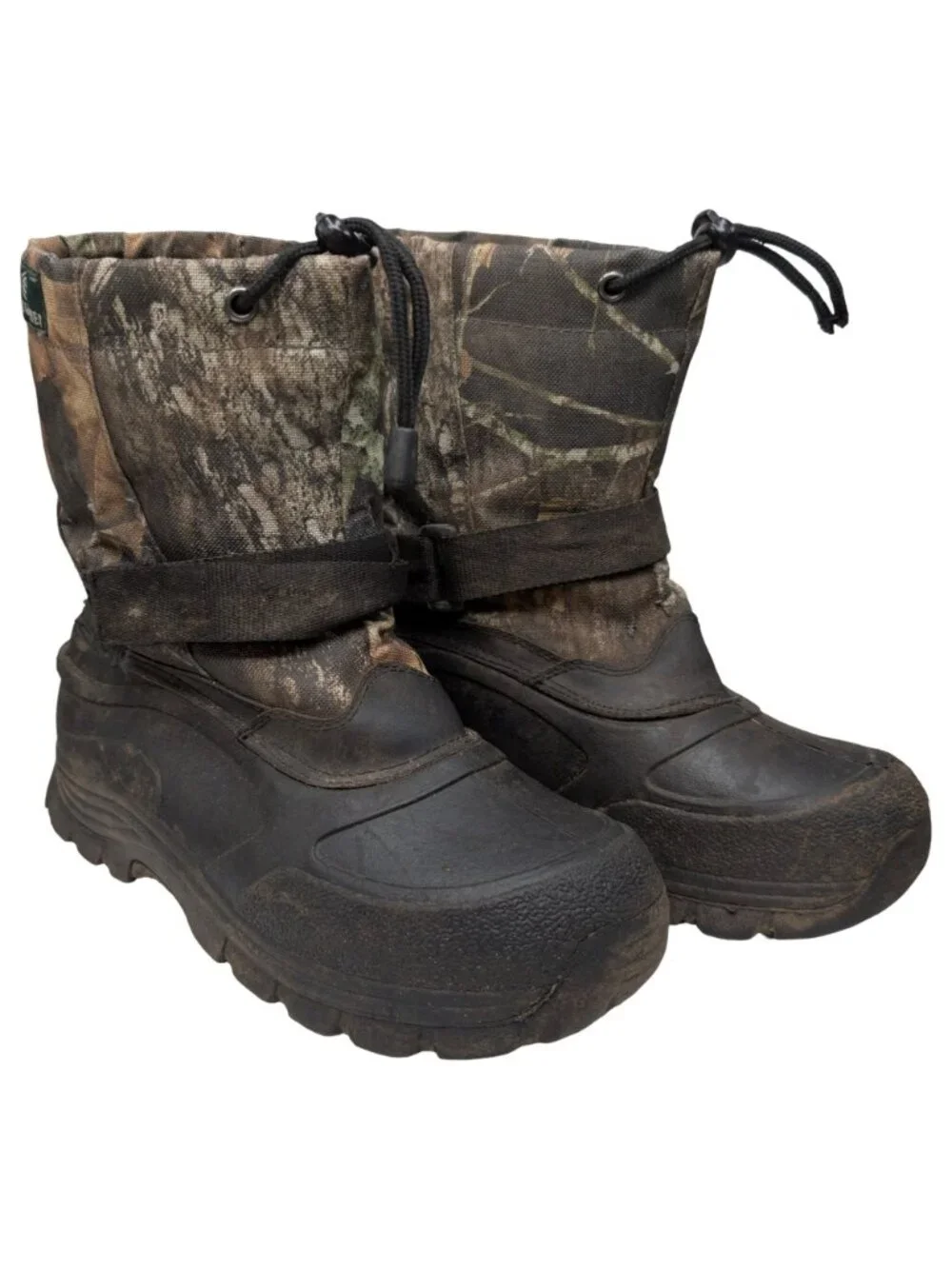 Game Winner Camo Hunting Boots Boys Green Brown Outdoor Winter Snow Size 4